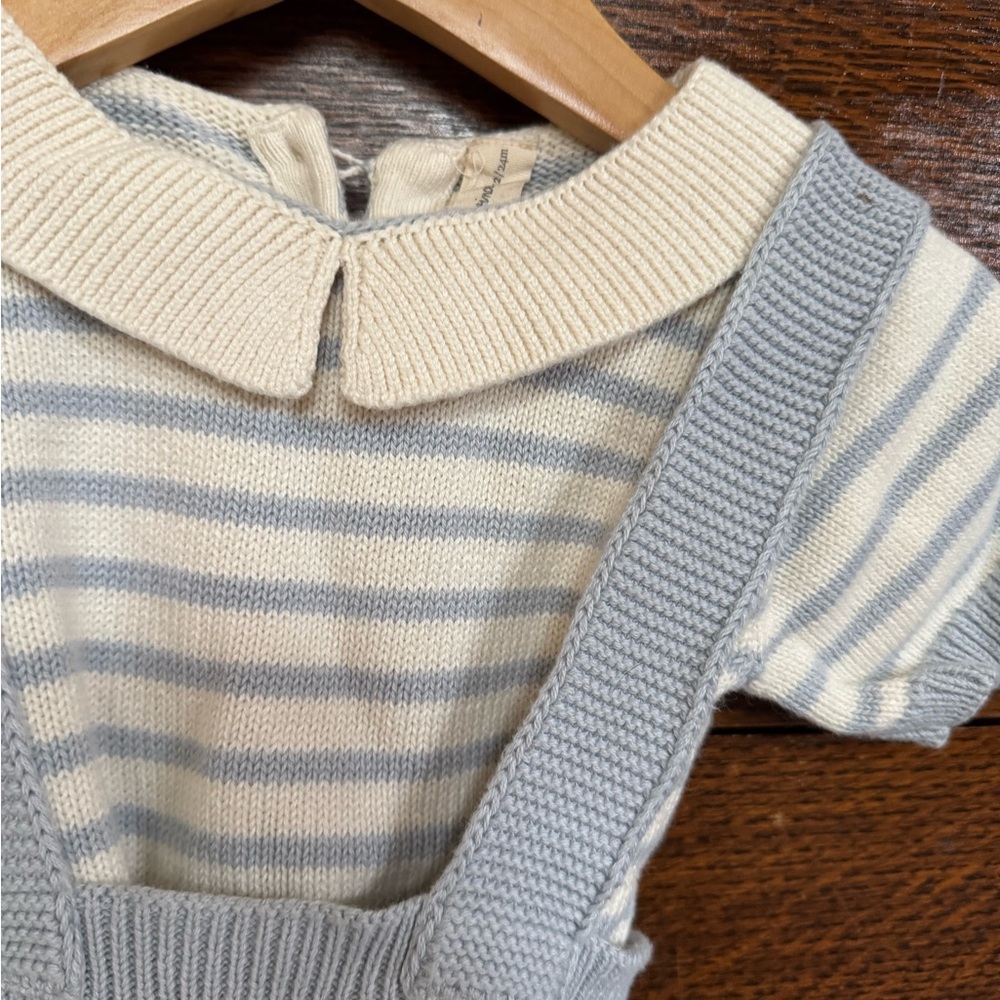 Fin & Vince Striped Knit Blue Kids Set - Picture 2 of 4